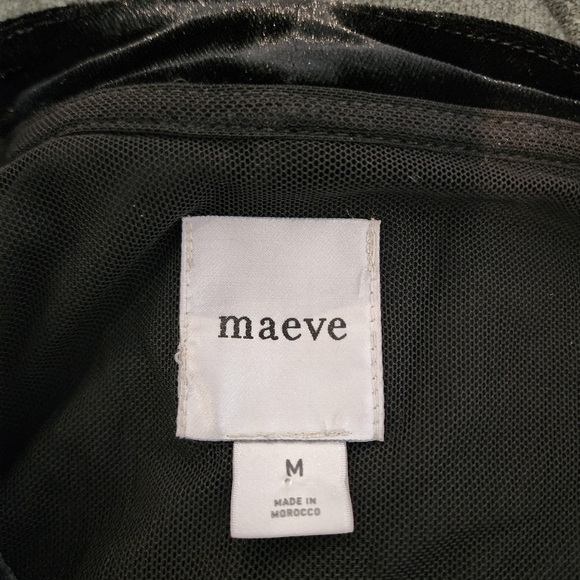 MAEVE By Anthropologie Puff-Sleeve Velvet Blouse Women's Size Medium M Black - Picture 6 of 10